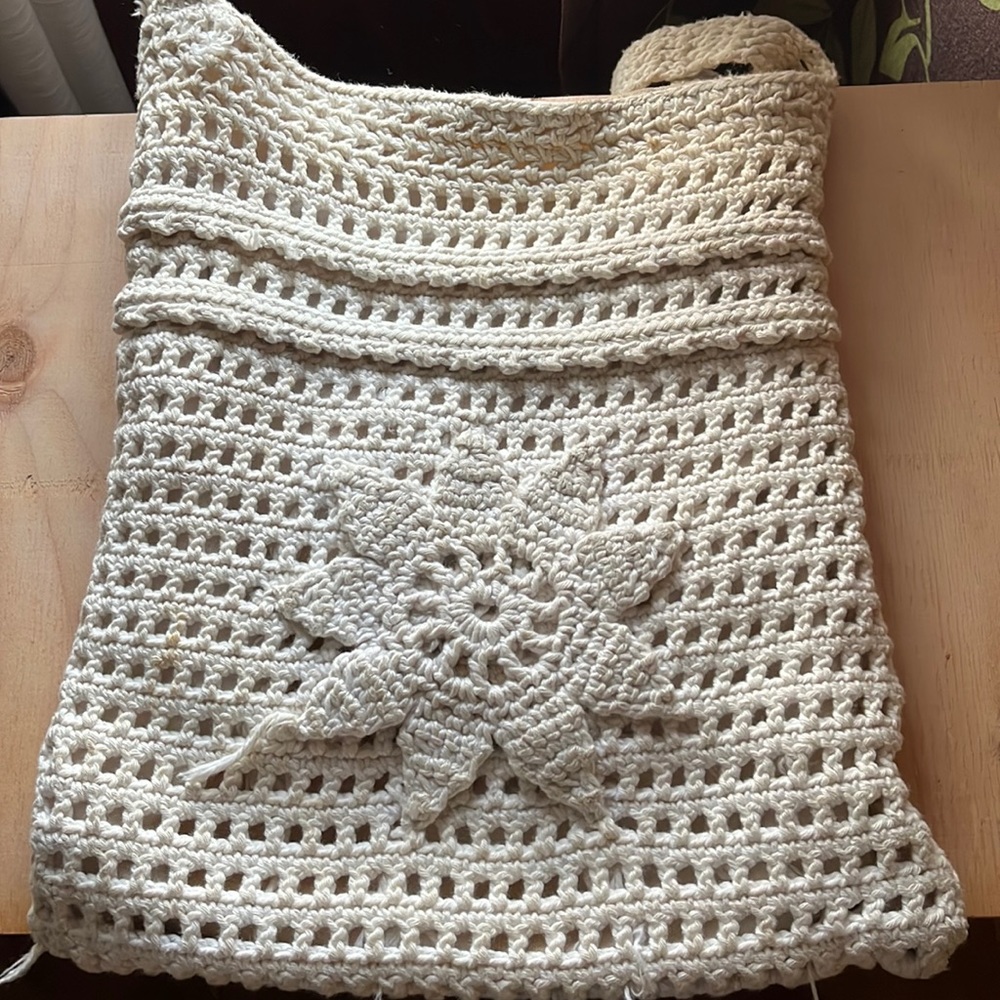 Cream crochet bag